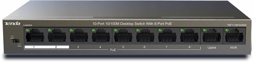 Tenda TEF1110P-8-102W 8 Port Gigabit Desktop Switch With 8-Port PoE
